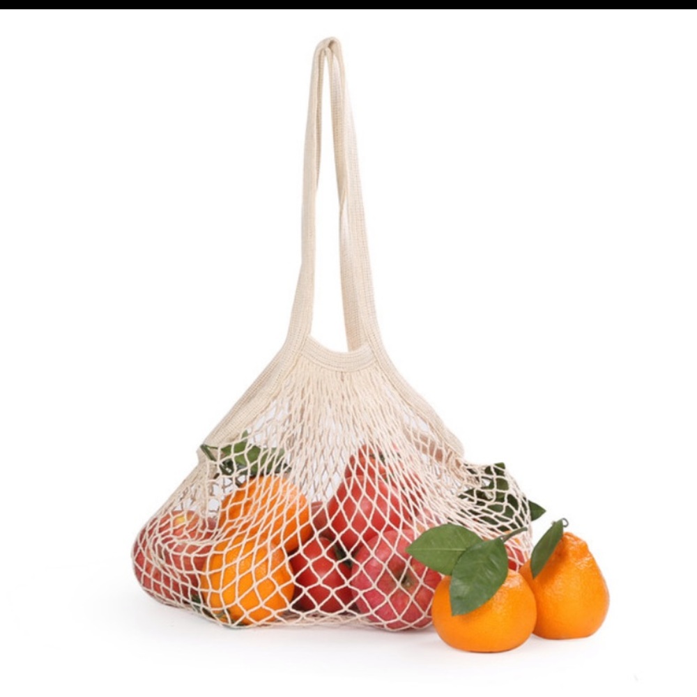 Farmer’s Market Mesh Cotton Shopping Bag in Beige 🥬 🍎 🥕 - Picture 3 of 4